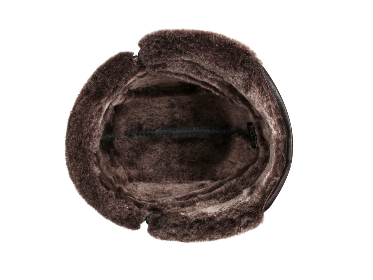 Shearling Sheepskin Biker Trapper Winter Fur Hat - Brown - Zavelio