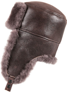 Shearling Sheepskin Russian Ushanka Fur Hat - Cashmere Shearling Sheepskin Russian Ushanka Fur Hat - Cashmere