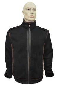 Men's Genuine Shearling Sheepskin Classic Winter Coat - Brown