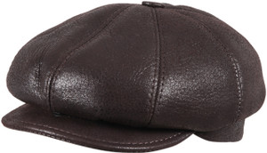 Men's Leather Shearling Sheepskin 8 Panel Ivy Driving Cap Brown Men's Leather Shearling Sheepskin 8 Panel Ivy Driving Cap Brown