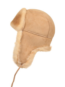 Kids Shearling Sheepskin Aviator Fur Hat - Tan Kids Shearling Sheepskin Aviator Fur Hat - Tan