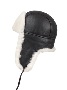 Kids Shearling Sheepskin Aviator Fur Hat - Brown-Beige Kids Shearling Sheepskin Aviator Fur Hat - Brown-Beige