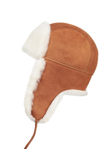 Kids Shearling Sheepskin Aviator Fur Hat - Cognac Kids Shearling Sheepskin Aviator Fur Hat - Cognac