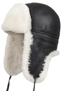Shearling Sheepskin Aviator Fur Hat - Brown/Beige Shearling Sheepskin Aviator Fur Hat - Brown/Beige