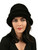 Women's Shearling Sheepskin Winter Fur Bucket Beanie Hat Black Suede