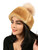 Women’s Shearling Sheepskin Hat with Fox Pom Pom - Tan
