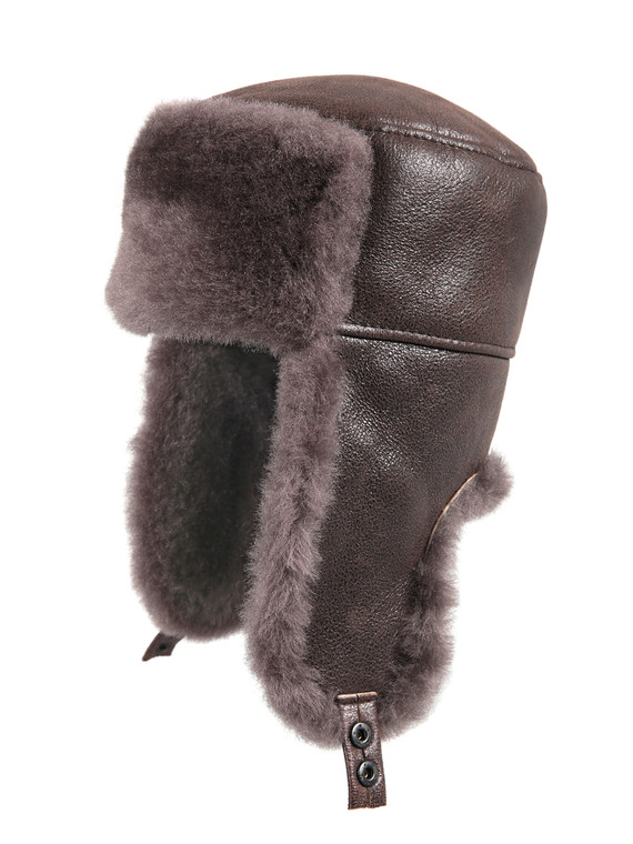 Shearling Sheepskin Russian Ushanka Fur Hat Cashmere Zavelio Genuine Sheepskin