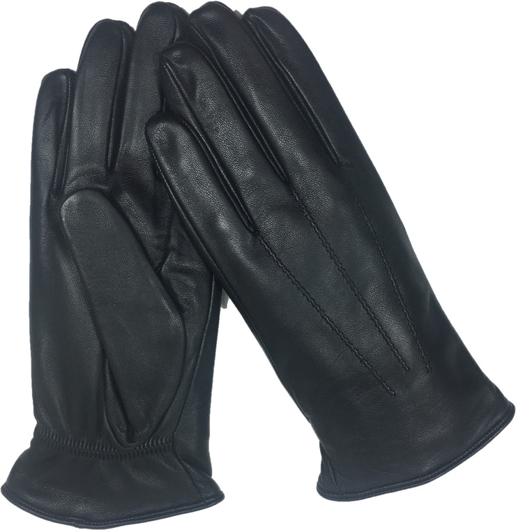 Men's Genuine Leather Gloves Fleece Lined Black -1