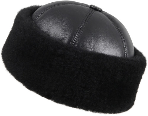 Shearling Sheepskin Bucket Winter Fur Hat - Pink - Zavelio