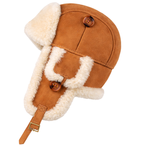 Genuine Shearling Sheepskin Hat - Aviator Winter Fur Hat