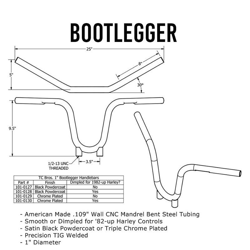 Tc Bros 1 Bootlegger Handlebars Black
