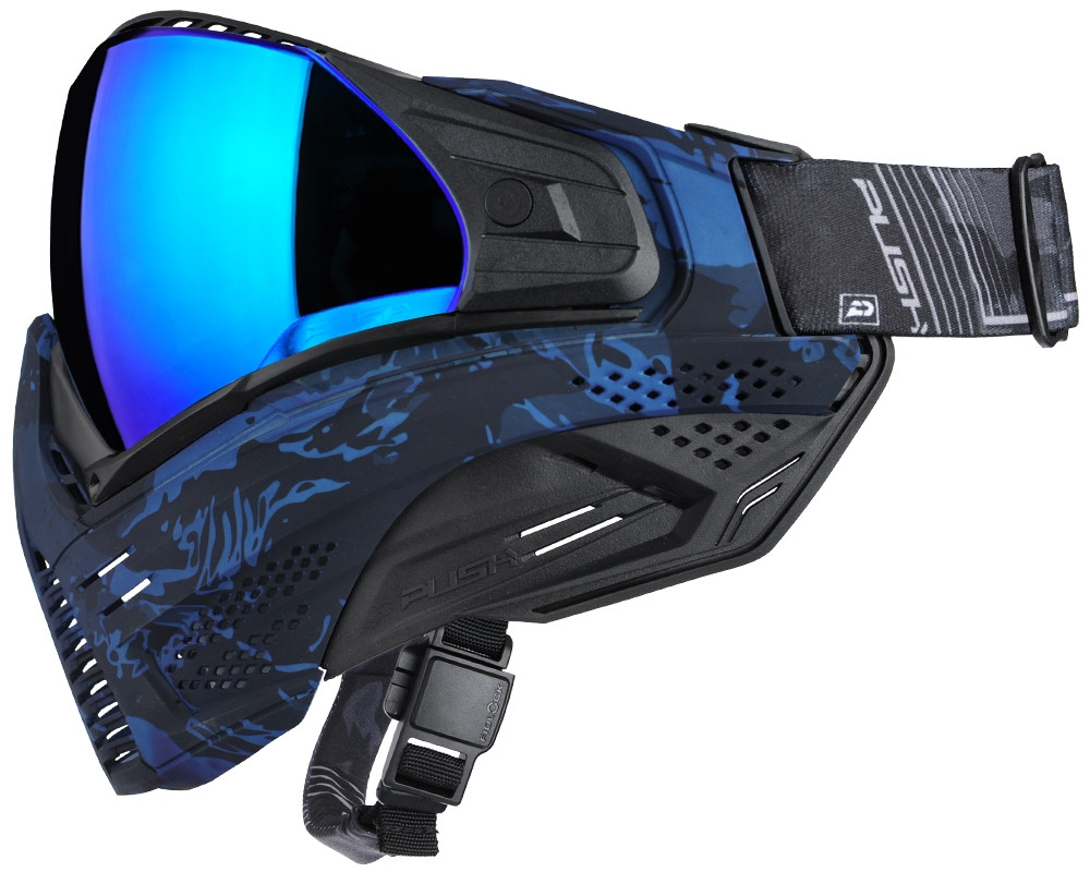 Push Unite Paintball Mask Blue Sapphire Camo w/ Chrome Purple Lens
