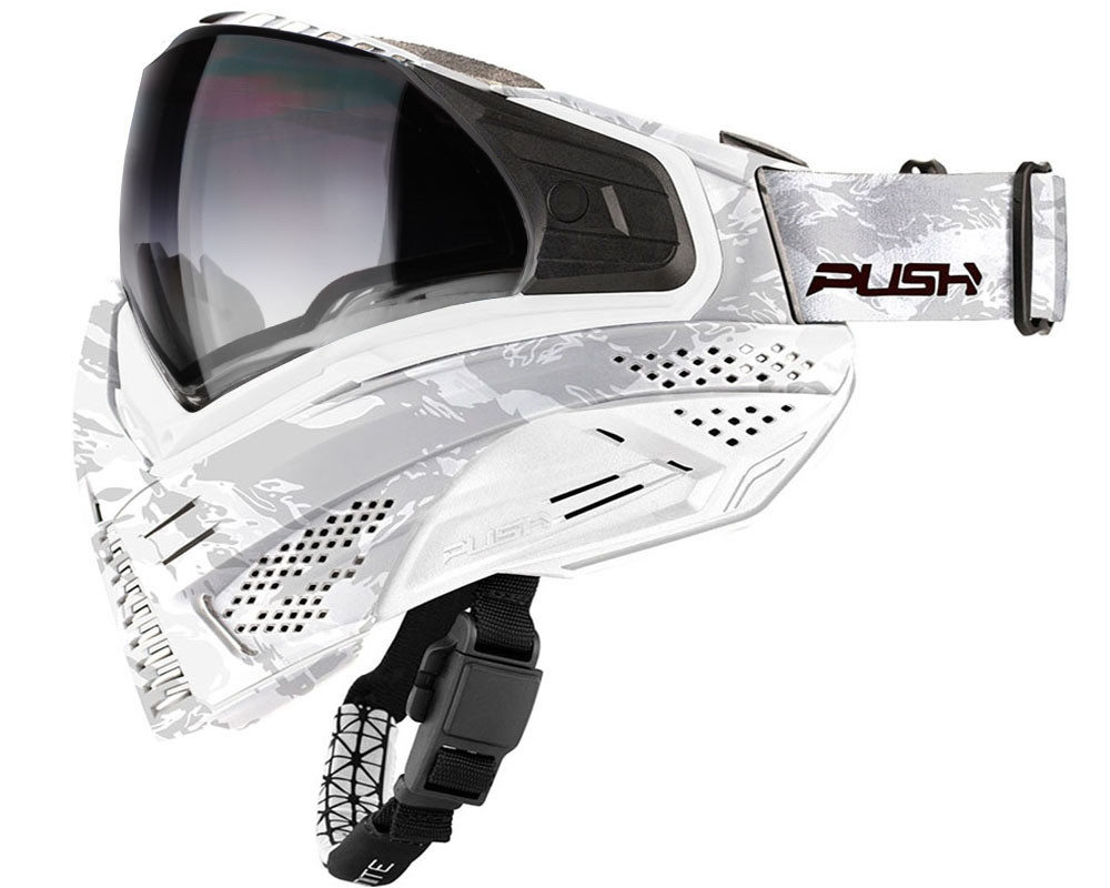 Push Unite Paintball Mask - White Camo w/ Gradient Clear Lens