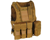 Warrior Molle Tactical Vest w/ Attachments - Tan