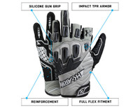 HK Army Hardline Armored Paintball Gloves - Half Finger - Graphite