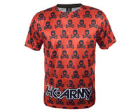 HK Army All Over Dri Fit T-Shirt - Red with Black Skulls