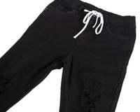 HK Army Thrasher Distressed Slim-Skinny Style Denim Jeans - Black
