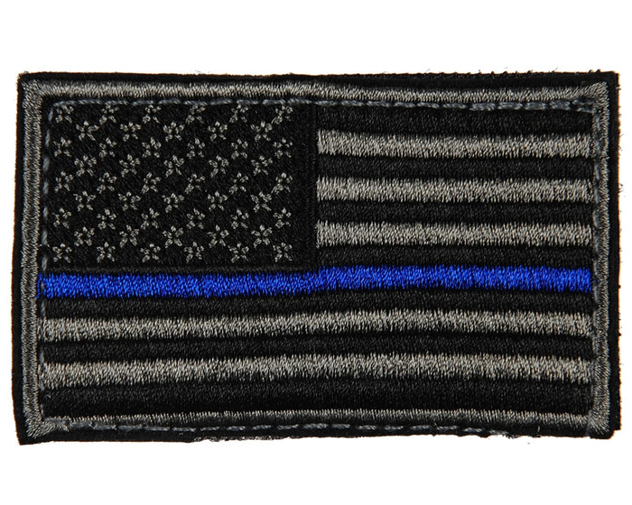 Warrior Morale Patch w/ Velcro - US Flag - Black/Grey/Blue