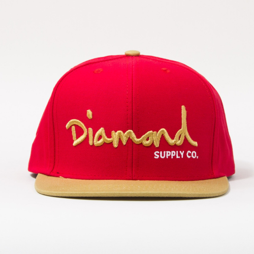 Diamond OG Script Snapback - Red/Tan/White - Men's Hat