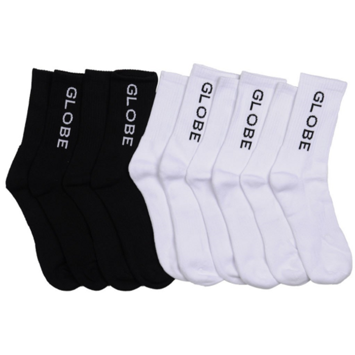 Globe Cremorne Crew 5 Pack - White/Black - Men's Socks (5 Pairs)