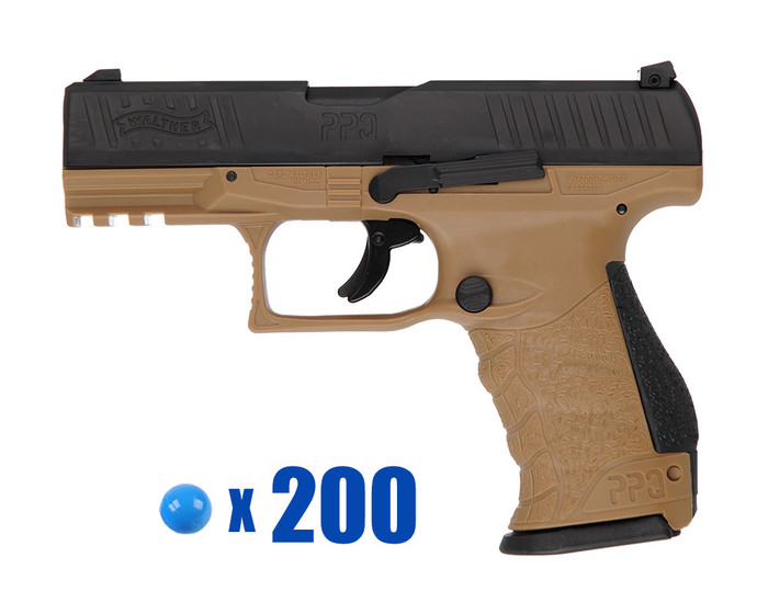 T4E .43 Cal Training Pistol Paintball Package Kit - Charlie - Walther PPQ M2 LE - FDE