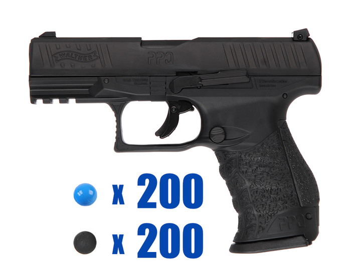 T4E .43 Cal Training Pistol Paintball Package Kit - Foxtrot - Walther PPQ M2 LE - Black