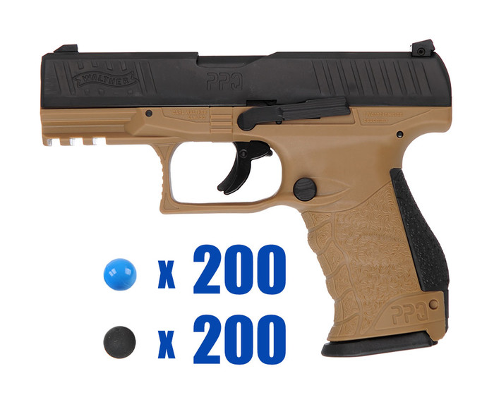 T4E .43 Cal Training Pistol Paintball Package Kit - Foxtrot - Walther PPQ M2 LE - FDE