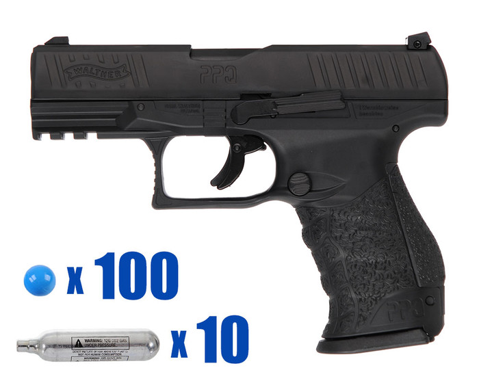 T4E .43 Cal Training Pistol Paintball Package Kit - Golf - Walther PPQ M2 LE - Black