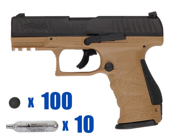 T4E .43 Cal Training Pistol Paintball Package Kit - Hotel - Walther PPQ M2 LE - FDE
