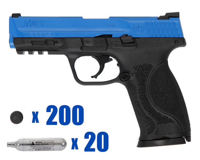 T4E .43 Cal Training Pistol Paintball Package Kit - Juliet - Smith & Wesson M&P 2.0 - Blue/Black