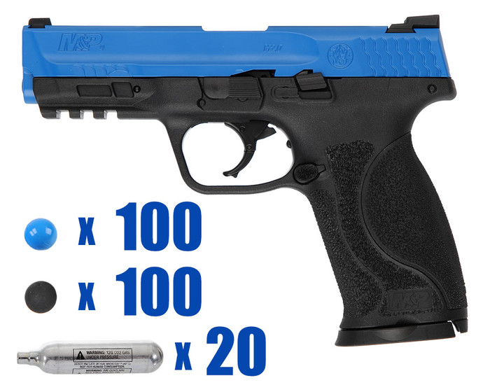 T4E .43 Cal Training Pistol Paintball Package Kit - Kilo - Smith & Wesson M&P 2.0 - Blue/Black