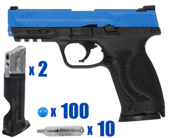 T4E .43 Cal Training Pistol Paintball Package Kit - Mike - Smith & Wesson M&P 2.0 - Blue/Black