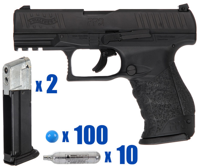 T4E .43 Cal Training Pistol Paintball Package Kit - Mike - Walther PPQ M2 LE - Black