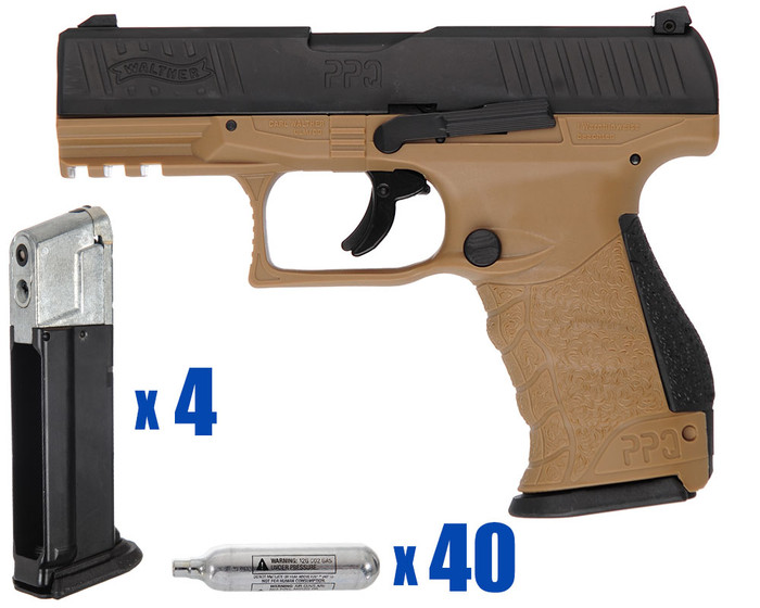 T4E .43 Cal Training Pistol Paintball Package Kit - X-Ray - Walther PPQ M2 LE - FDE
