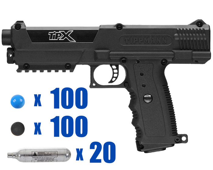 Tippmann Paintball Pistol Package Kit - TiPX - Kilo - Black/Black