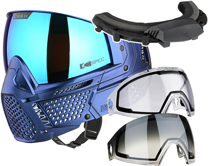 Carbon CRBN Paintball Mask - Zero GRX w/ Free Storm Fan (Less Coverage) - Elmt Cobalt