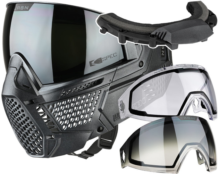 Carbon CRBN Paintball Mask - Zero GRX w/ Free Storm Fan (More Coverage) - ELMT Platinum