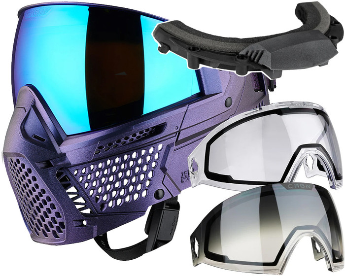Carbon CRBN Paintball Mask - Zero GRX w/ Free Storm Fan (More Coverage) - ELMT Chameleon