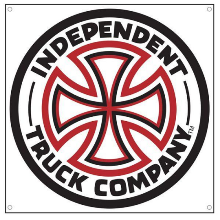 Independent Cross Vinyl Banner - Red/White - 45in x 45in - Skate Banner