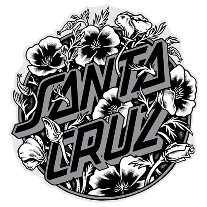 Santa Cruz Cali Poppy Dot Decal - Black/Grey - 3in x 3.125in - Sticker