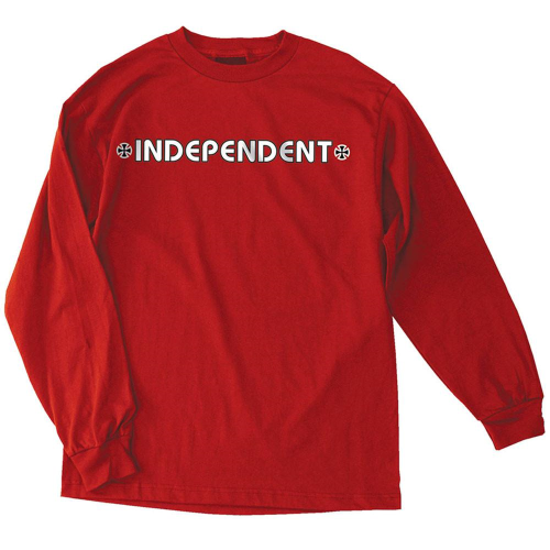 Independent Bar/Cross Regular L/S - Red - Mens T-Shirt