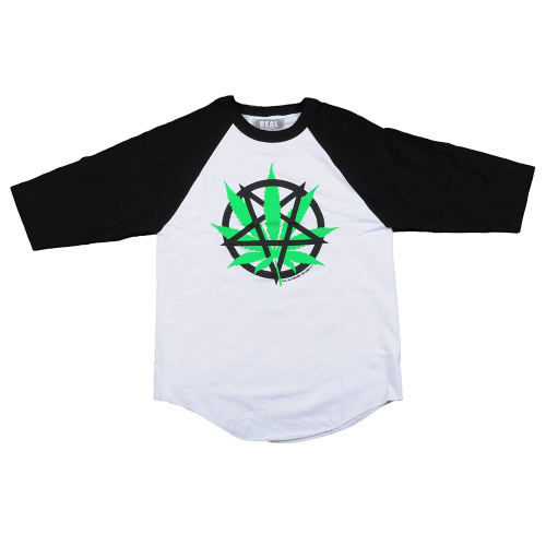 Real Devil's Harvest 3/4 Sleeve - White/Black - Men's T-Shirt