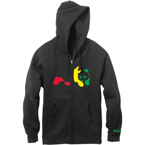 Enjoi Fuzzy Rasta Panda Zip-Up Hooded - Black - Men's Sweatshirt