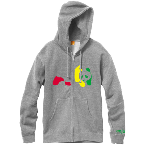 Enjoi Fuzzy Rasta Panda Zip-Up Hooded - Gunmetal/Heather - Men's Sweatshirt