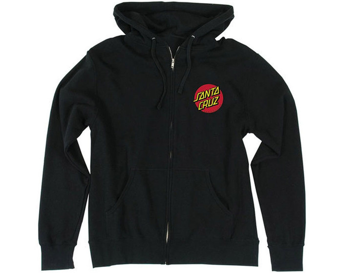 Santa Cruz Classic Dot Hooded Zip L/S - Black - Mens Sweatshirt