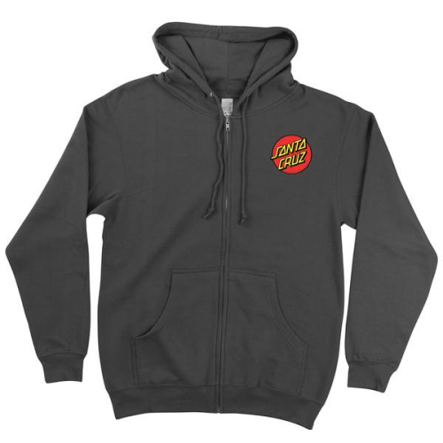 Santa Cruz Classic Dot Hooded Zip L/S - Charcoal - Mens Sweatshirt