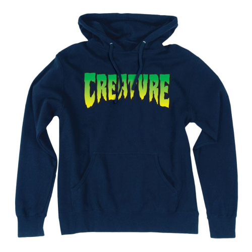 Creature Logo Pullover Hooded L/S - Navy - Men's Sweatshirt