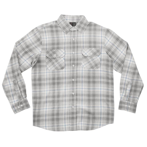 Independent Master Button Up L/S Top - White/Grey/Blue - Men's Collared Shirt
