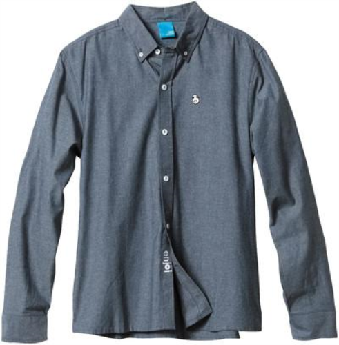 Enjoi Pappa Collar L/S Woven Top - Blue - Men's Collared Shirt