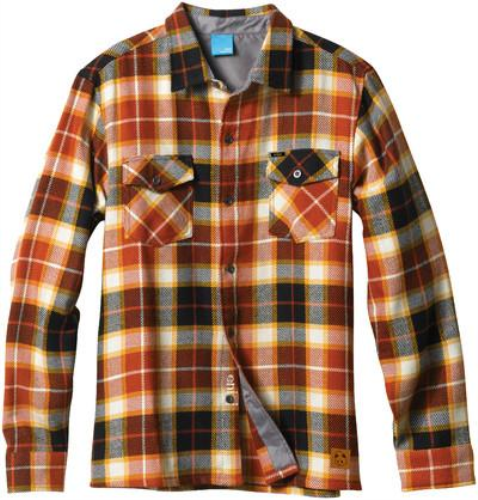 Enjoi Not Bad Plaid L/S Woven Top - Orange - Men's Collared Shirt